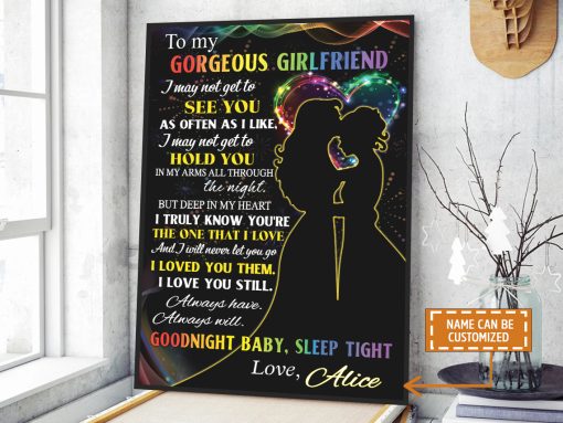 Lesbian Couple Custom Name Poster Couple Gift See You Hold You WallArt
