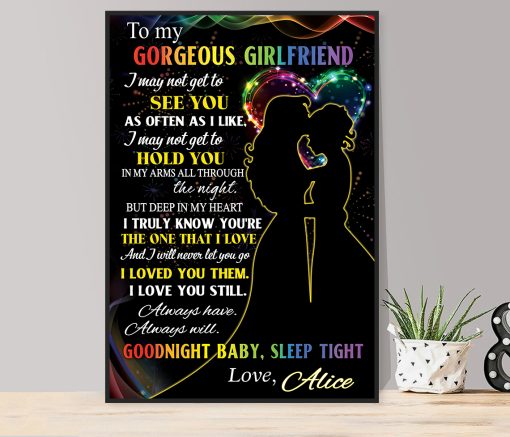 Lesbian Couple Custom Name Poster Couple Gift See You Hold You WallArt - Image 2