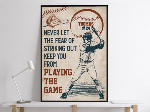 Personalized Baseball Game Poster Never Let Fear Of Striking Out Playing Game WallArt - Image 2