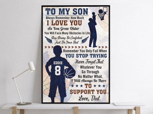 Personalized Name Number Basketball Poster To My Son Wall Art Home Decor, Birthday Gift For Boy, Son, Kid - Image 3