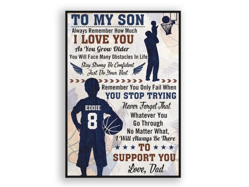 Personalized Name Number Basketball Poster To My Son Wall Art Home Decor, Birthday Gift For Boy, Son, Kid - Image 2