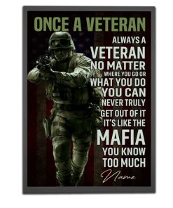 Veteran With Brave Heart Poster Once A Veteran Always A Veteran Poster Gift For Retierd Army Dad
