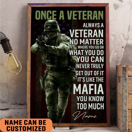 Veteran With Brave Heart Poster Once A Veteran Always A Veteran Poster Gift For Retierd Army Dad - Image 3